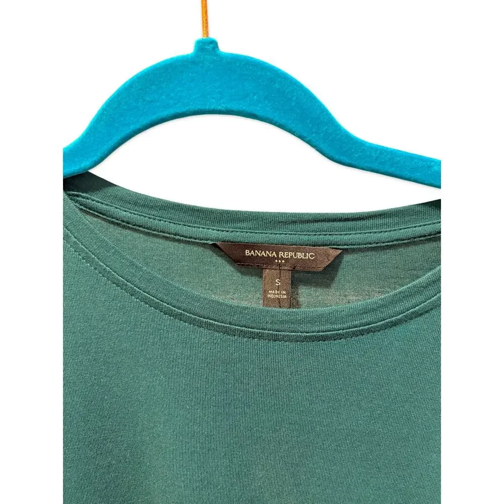 Banana Republic Women S Dark Teal Rayon Puff Sleeve Blouson Top Long Sleeve